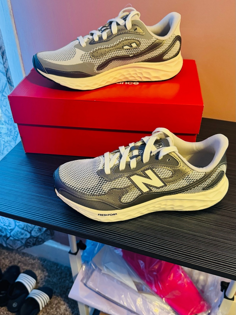 New Balance Men’s Gray and White Fresh Foam Sneakers